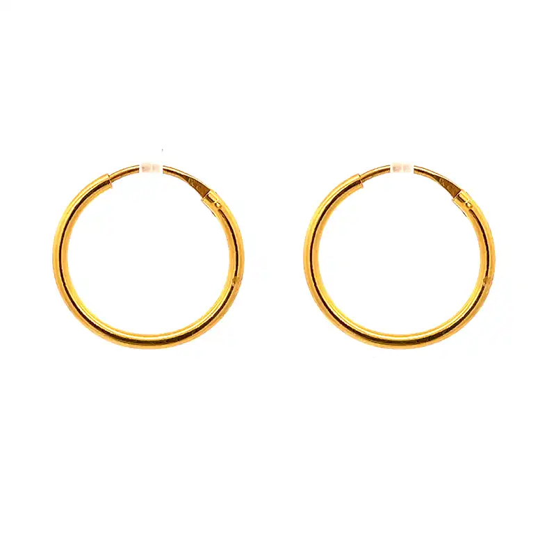 Simple 22K Yellow Gold Earrings - 16mm